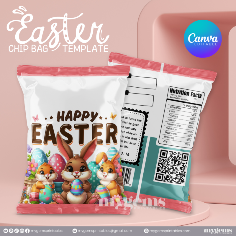 20 Designs | Easter Chip Bag Template | Canva PRO Editable | Ready to Print - Image 19