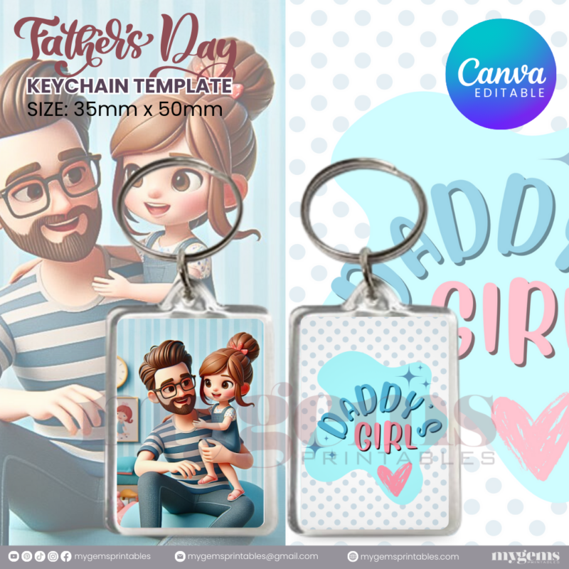 20 Designs | Father's Day Keychain Template | Canva Editable | Ready to Print - Image 16