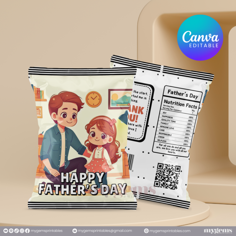 30+ Designs | Father's Day Chip Bag Template | Canva Editable | Ready to Print - Image 26