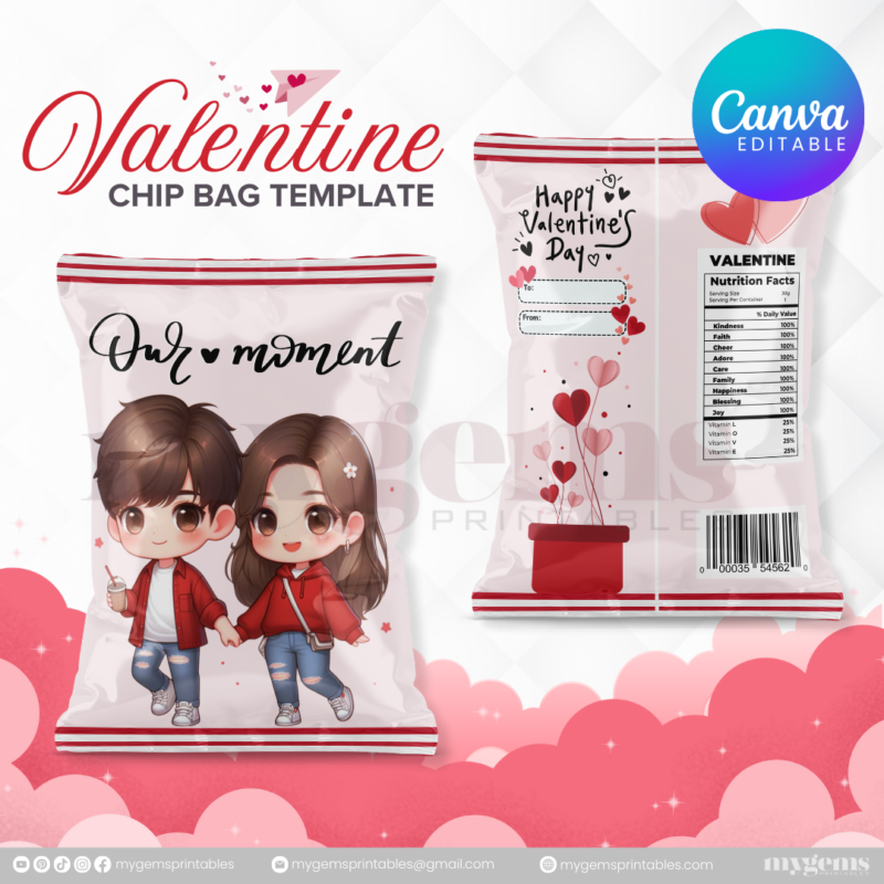 70+ Designs | Valentine Chip Bag Template | Canva PRO Editble - Image 8