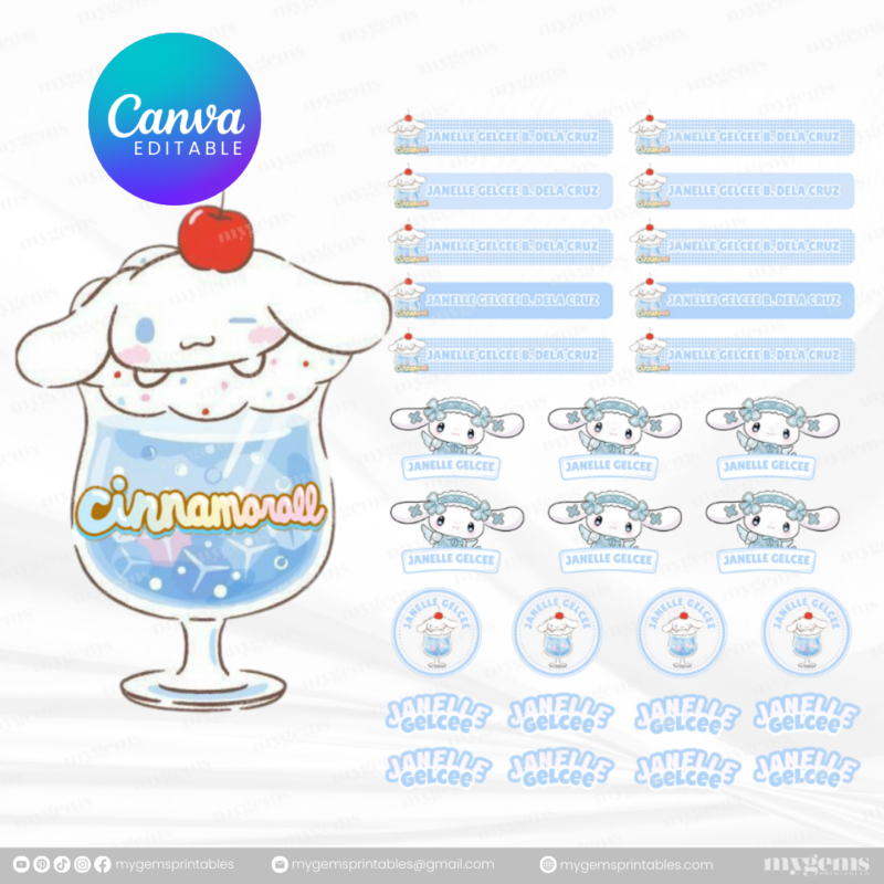 60+ Designs | Name Sticker Template | Ready-To-Print | Canva Editable - Image 7
