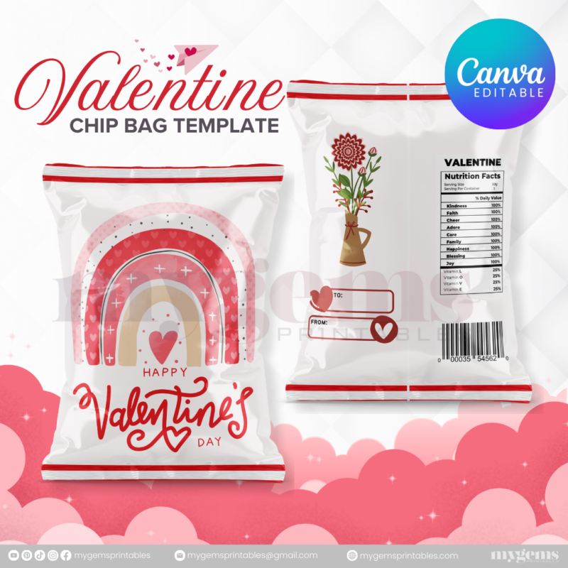 70+ Designs | Valentine Chip Bag Template | Canva PRO Editble - Image 9