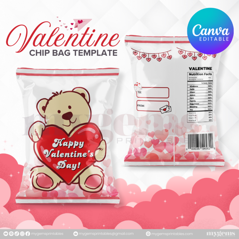 70+ Designs | Valentine Chip Bag Template | Canva PRO Editble - Image 10