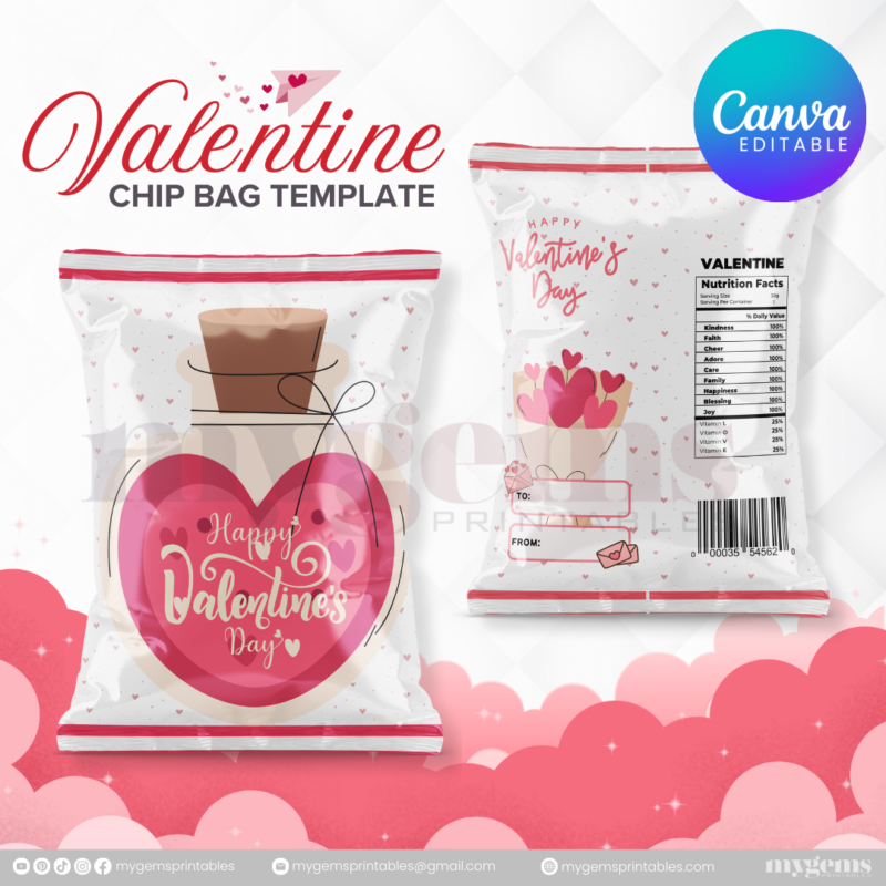 70+ Designs | Valentine Chip Bag Template | Canva PRO Editble - Image 11