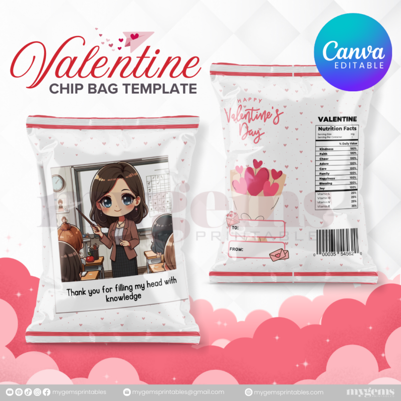 70+ Designs | Valentine Chip Bag Template | Canva PRO Editble - Image 12