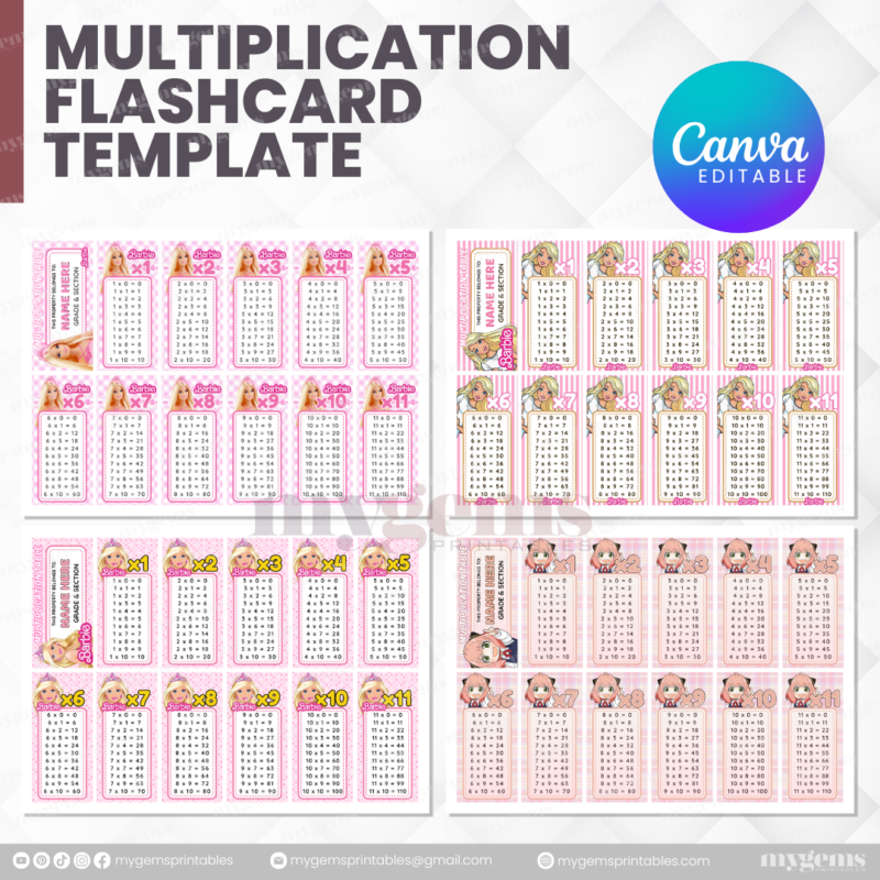 80 Designs | Multiplication Flashcard Template | Canva Editable - Image 18