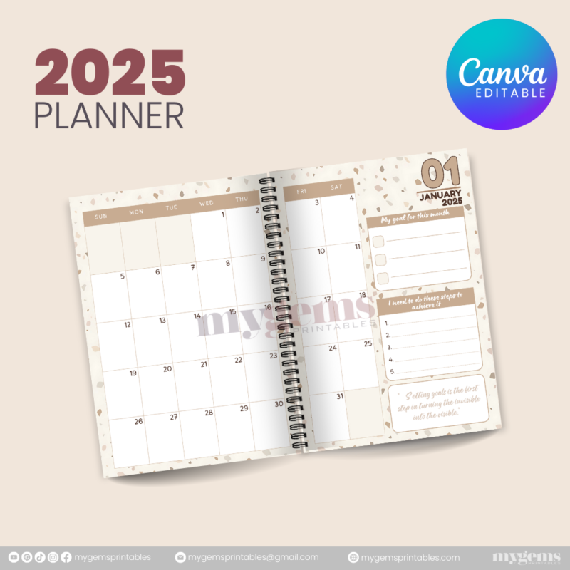 4 Designs | 2025 Planner Template (A5) | Canva Editable - Image 7