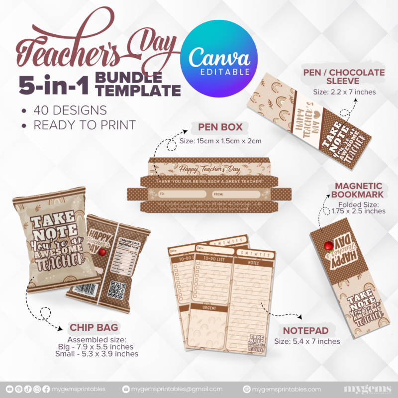 40 Designs | 5-in-1 Teacher's Day Bundle Template | Canva Editable - Image 27