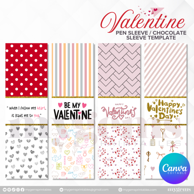 50+ Designs | Valentine Pen Sleeve - Chocolate Sleeve Template | Canva PRO Editble - Image 16