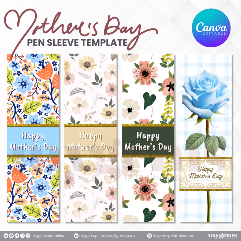 40+ Designs | Mother's Day Pen Sleeve Template | Canva Editable | Ready to Print - Image 3