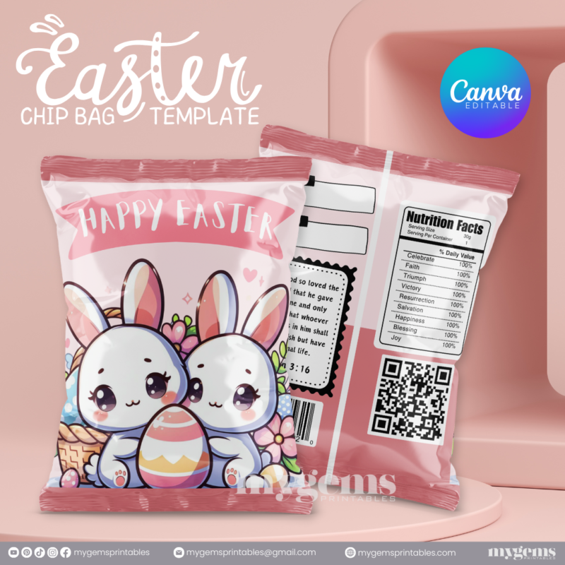 20 Designs | Easter Chip Bag Template | Canva PRO Editable | Ready to Print - Image 20