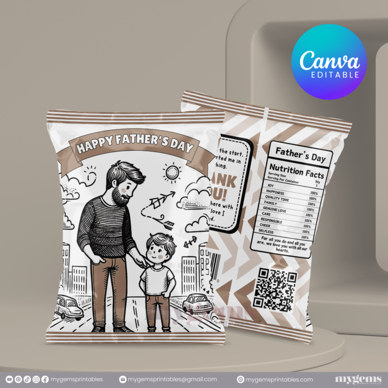 30+ Designs | Father's Day Chip Bag Template | Canva Editable | Ready to Print - Image 27