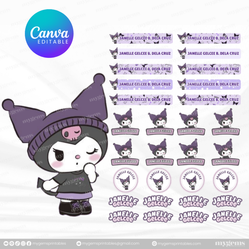 60+ Designs | Name Sticker Template | Ready-To-Print | Canva Editable - Image 57