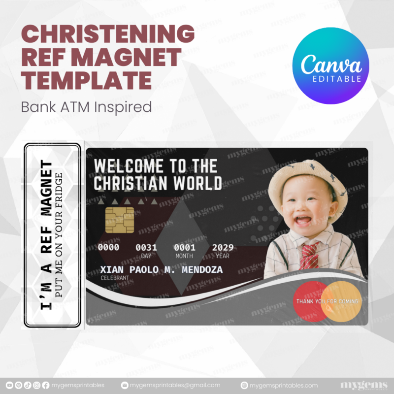 60+ Designs | Bank-Inspired Christening Ref Magnet Template | Canva Editable - Image 56