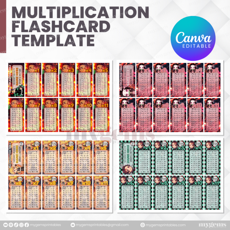 80 Designs | Multiplication Flashcard Template | Canva Editable - Image 19