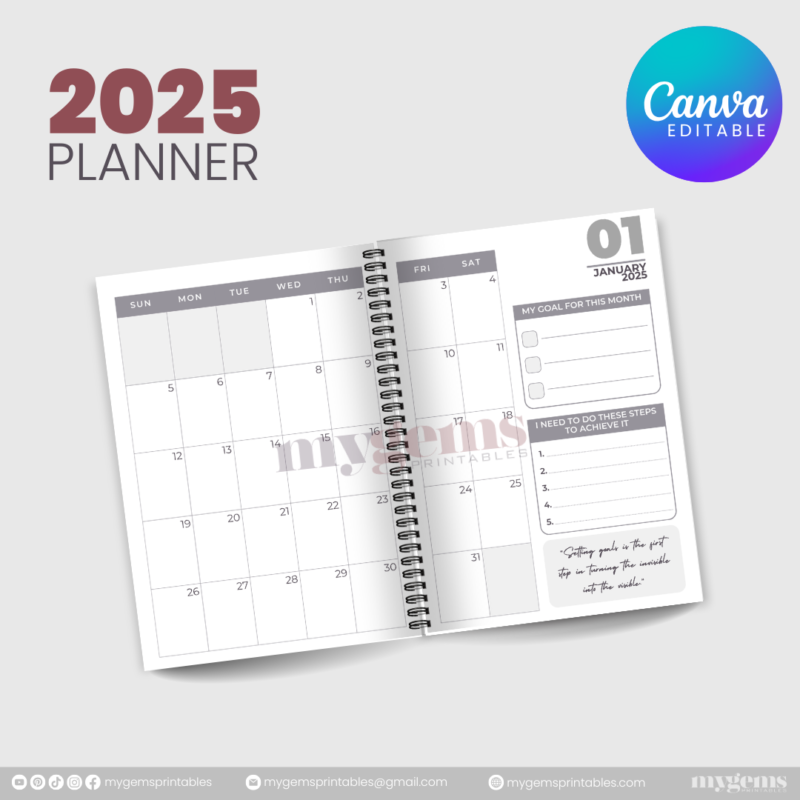 4 Designs | 2025 Planner Template (A5) | Canva Editable - Image 8