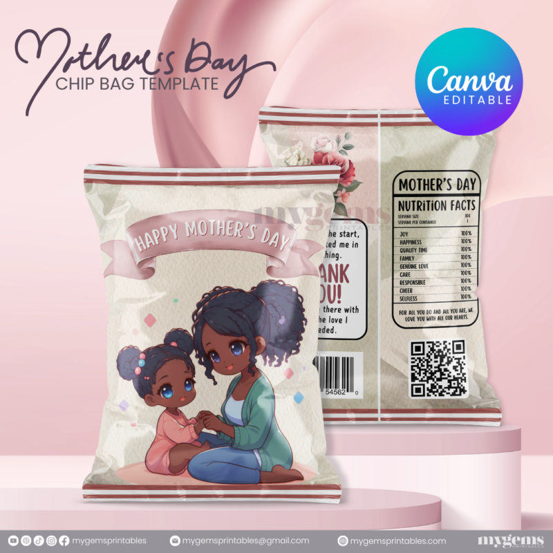 20 Designs | Mother's Day Chip Bag Template | Canva PRO Editable | Ready to Print - Image 9