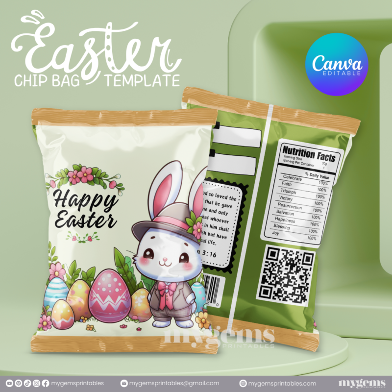 20 Designs | Easter Chip Bag Template | Canva PRO Editable | Ready to Print - Image 21