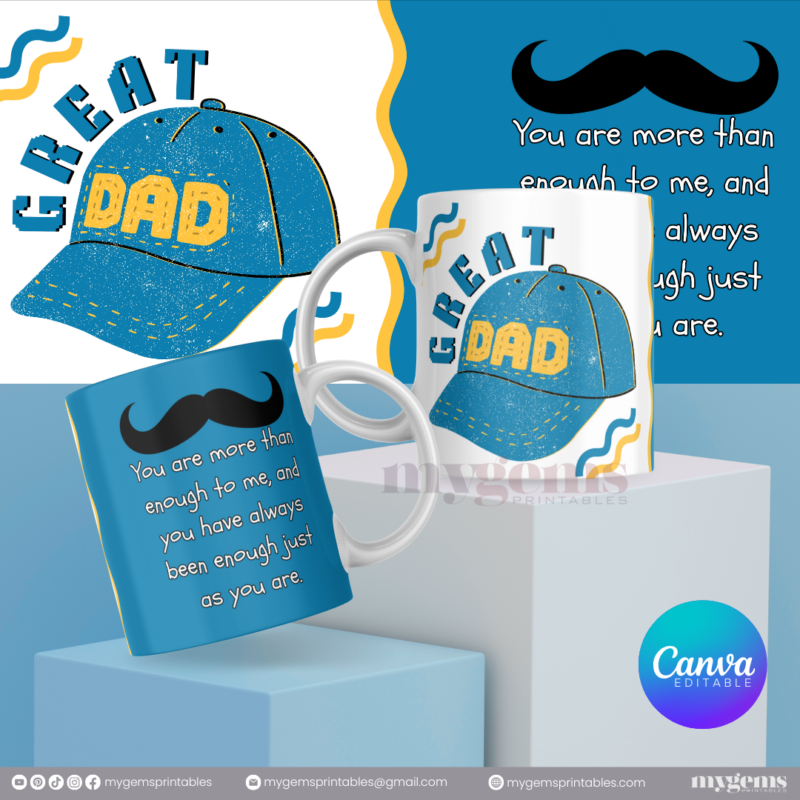 20 Designs | Father's Day Mug Design Template 11oz | Canva Editable | Ready to Print - Image 2