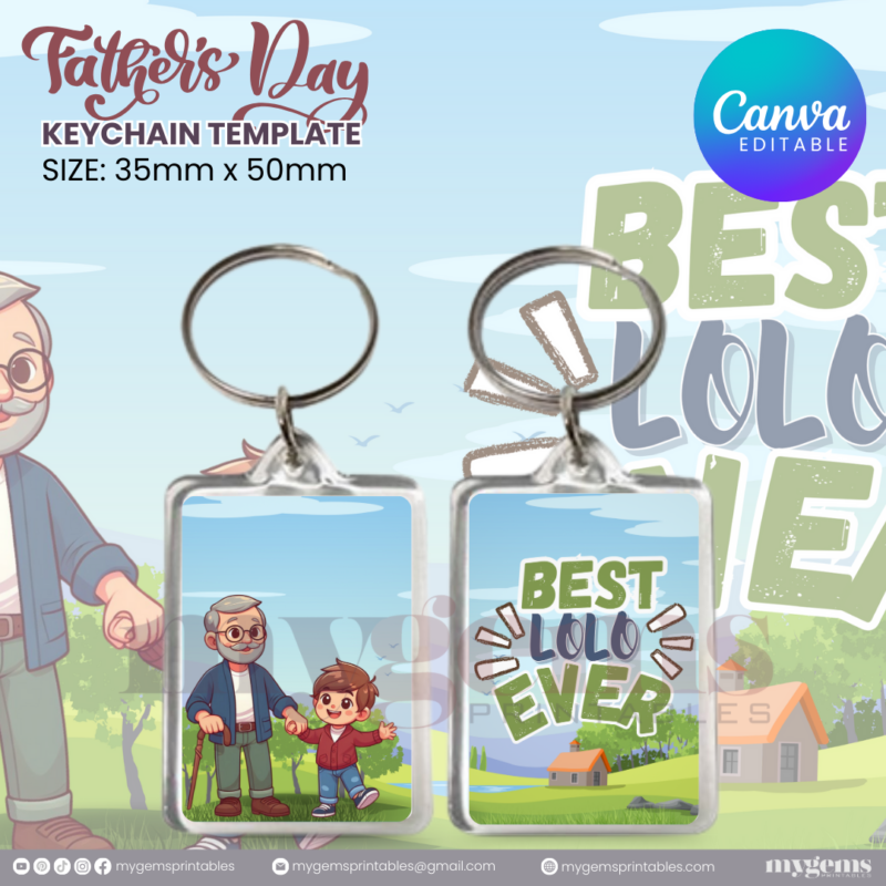 20 Designs | Father's Day Keychain Template | Canva Editable | Ready to Print - Image 18