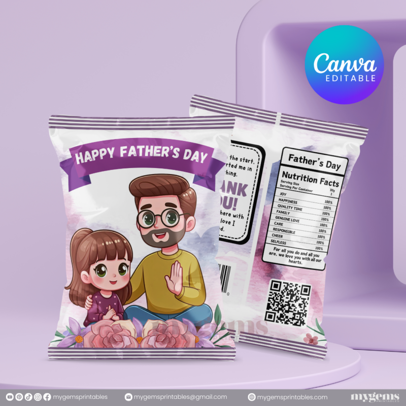 30+ Designs | Father's Day Chip Bag Template | Canva Editable | Ready to Print - Image 28