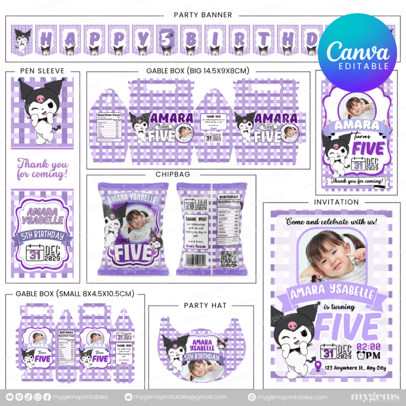 40 Designs | Cartoon-Anime-Chibi Themed Birthday Bundle Template | Canva Editable - Image 9