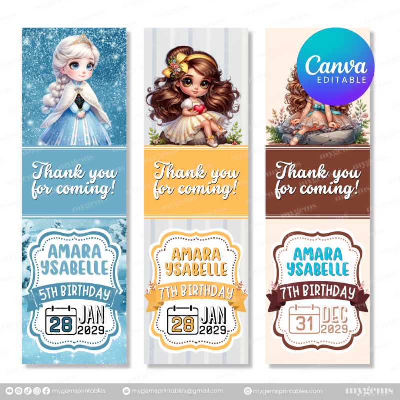 40 Designs | Cartoon-Anime-Chibi Themed Birthday Pen Sleeve Template | Canva Editable - Image 12