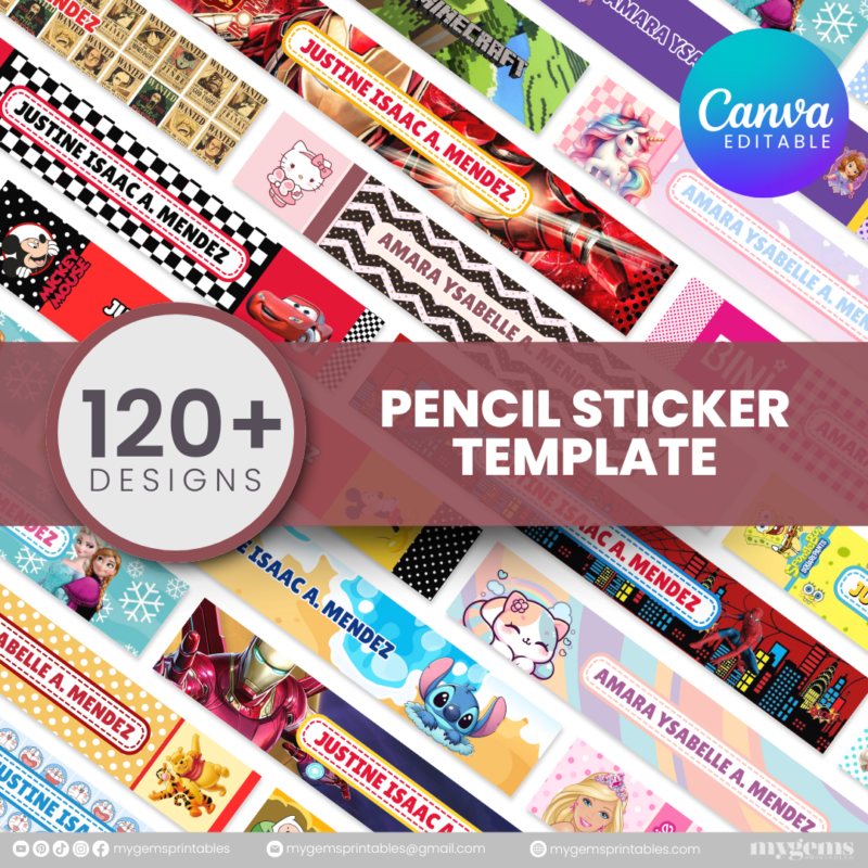 120+ Designs | Pencil Sticker Template | Canva Editable