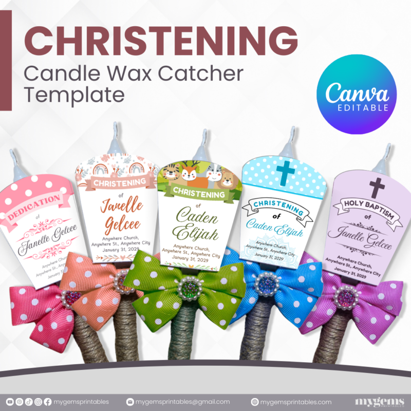 40 Designs | Christening Candle Wax Catcher Template | Canva Editable - Image 2