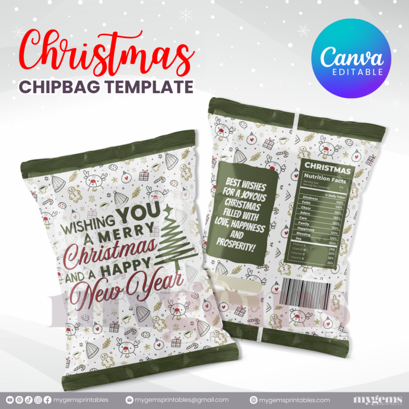 40 Designs | Christmas Themed Chip Bag Template | Canva Editable | Ready to Print - Image 21