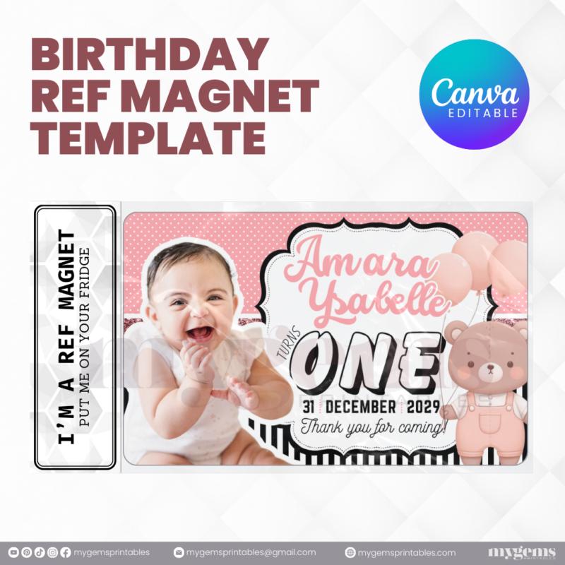 14 Designs | Birthday Ref Magnet Template | Canva PRO Editable - Image 8