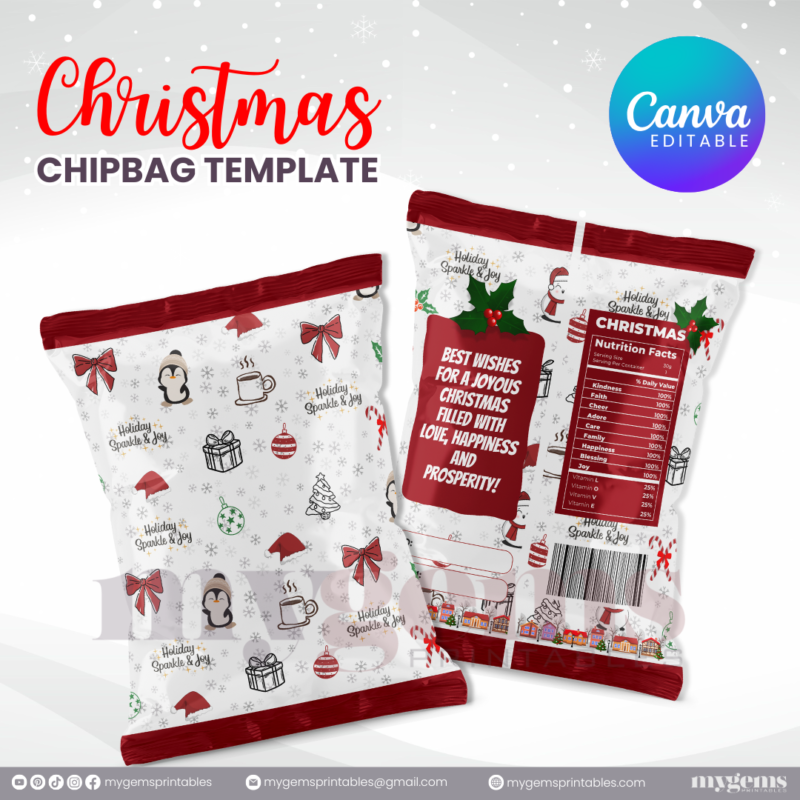 40 Designs | Christmas Themed Chip Bag Template | Canva Editable | Ready to Print - Image 20