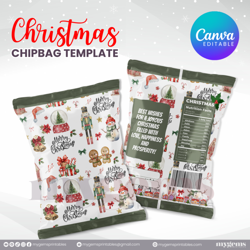 40 Designs | Christmas Themed Chip Bag Template | Canva Editable | Ready to Print - Image 19