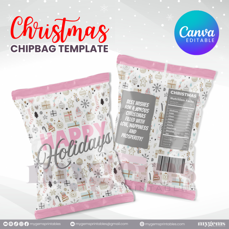 40 Designs | Christmas Themed Chip Bag Template | Canva Editable | Ready to Print - Image 18