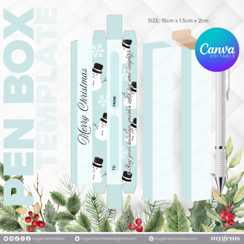 40 Designs | Christmas Themed Pen Box Template | Canva Editable - Image 34