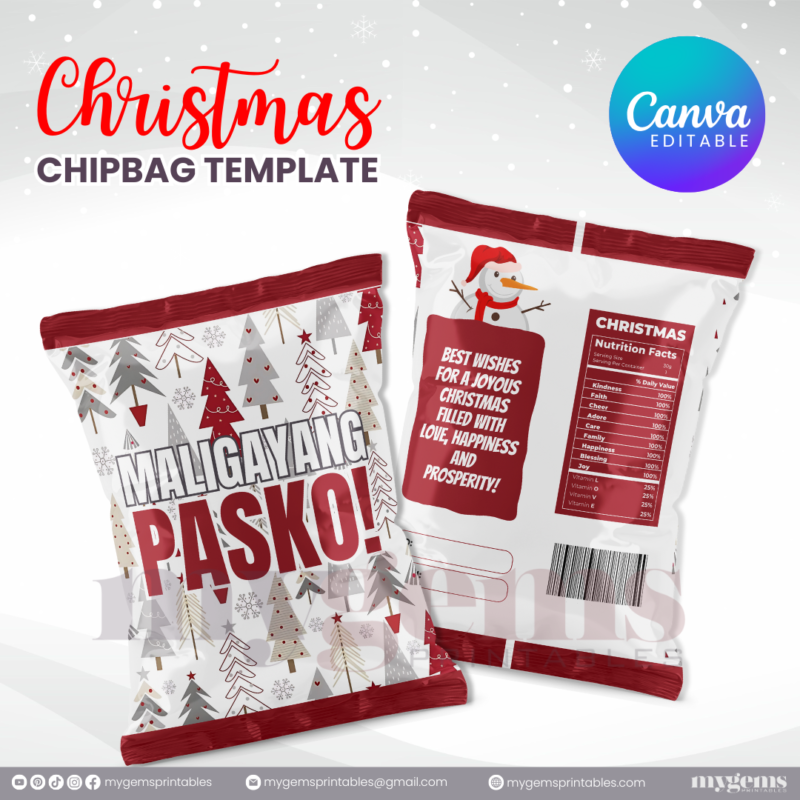 40 Designs | Christmas Themed Chip Bag Template | Canva Editable | Ready to Print - Image 16