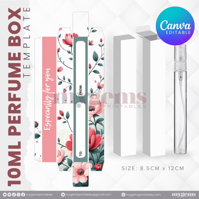 30 Designs | 10ML Perfume Box Template | Canva Editable - Image 17