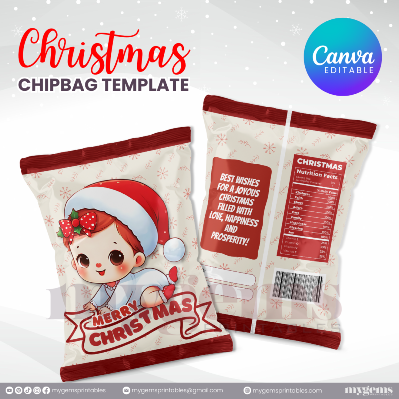 40 Designs | Christmas Themed Chip Bag Template | Canva Editable | Ready to Print - Image 14