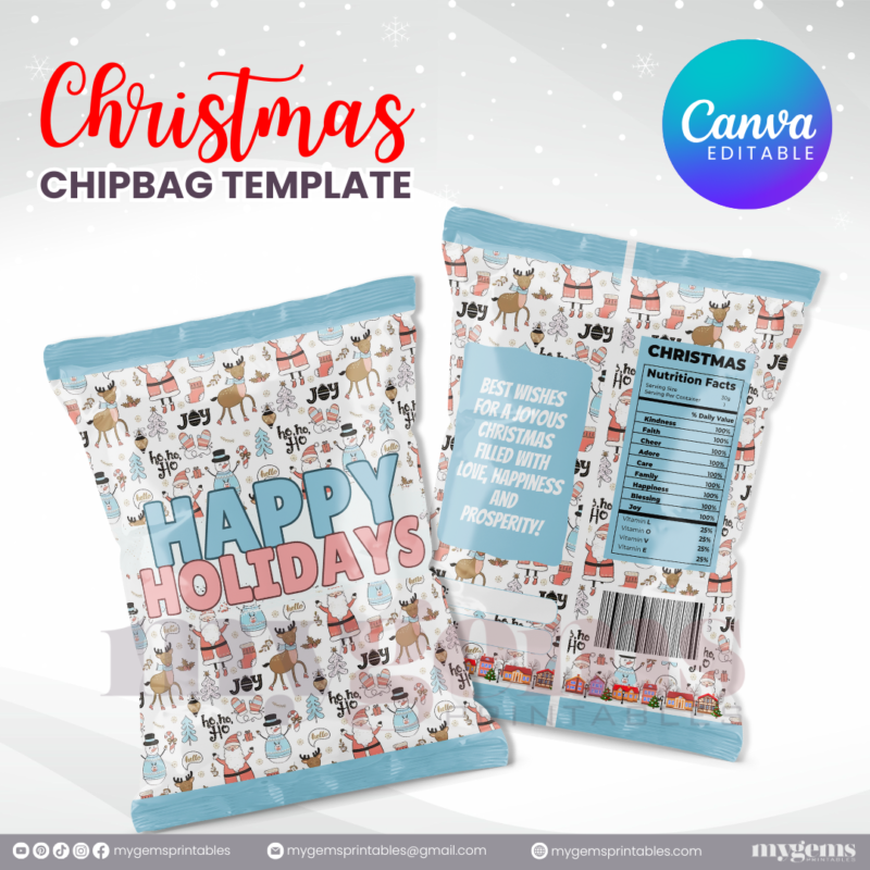 40 Designs | Christmas Themed Chip Bag Template | Canva Editable | Ready to Print - Image 13