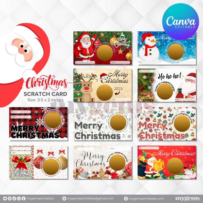 30 Designs | Christmas Themed Scratch Card Template | Canva Editable - Image 5