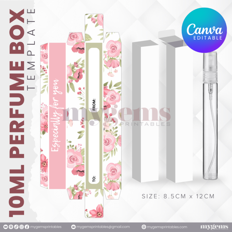 30 Designs | 10ML Perfume Box Template | Canva Editable - Image 19