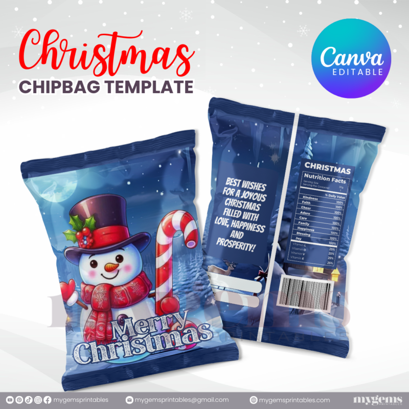 40 Designs | Christmas Themed Chip Bag Template | Canva Editable | Ready to Print - Image 12