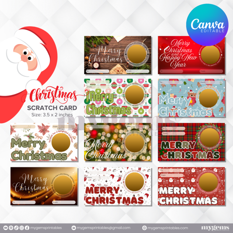 30 Designs | Christmas Themed Scratch Card Template | Canva Editable - Image 6