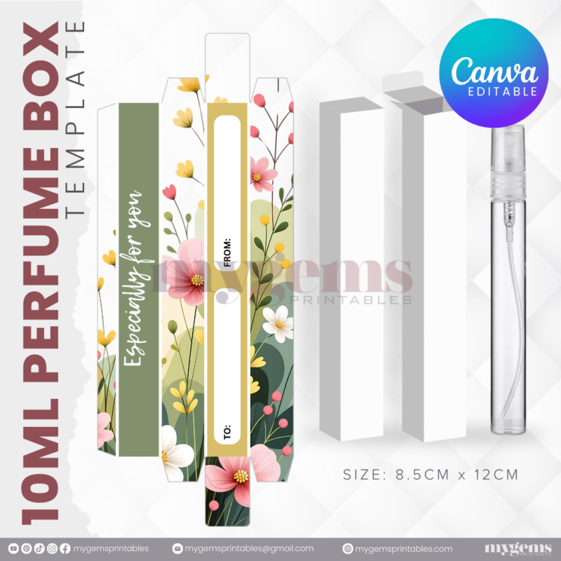 30 Designs | 10ML Perfume Box Template | Canva Editable - Image 3