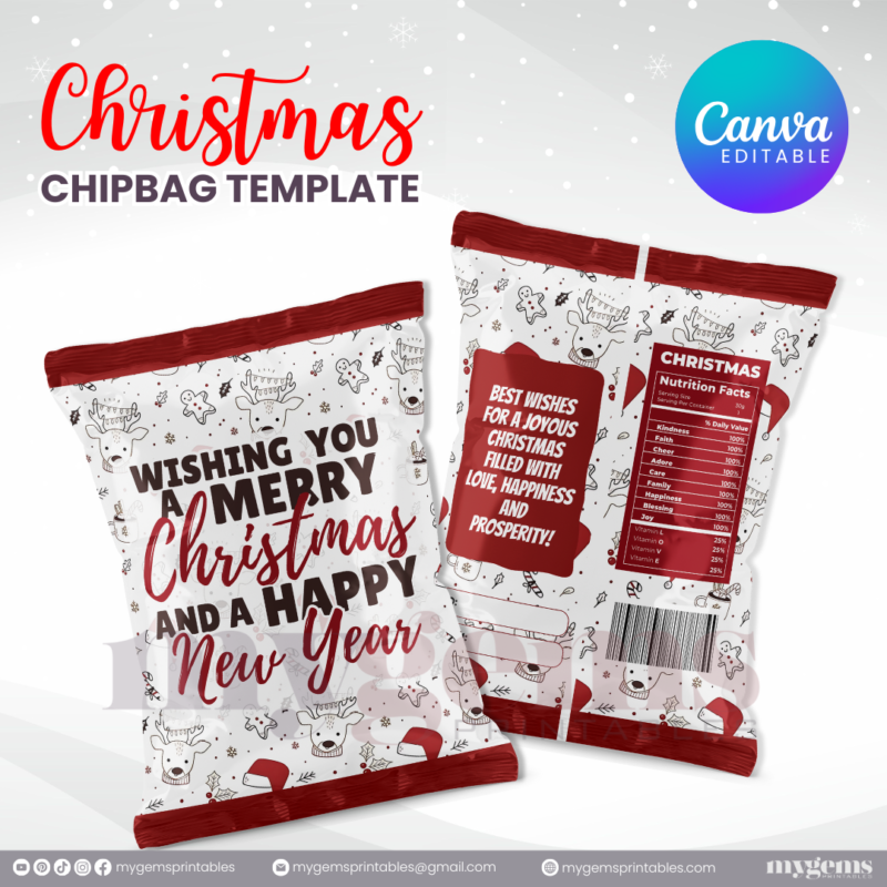 40 Designs | Christmas Themed Chip Bag Template | Canva Editable | Ready to Print - Image 10