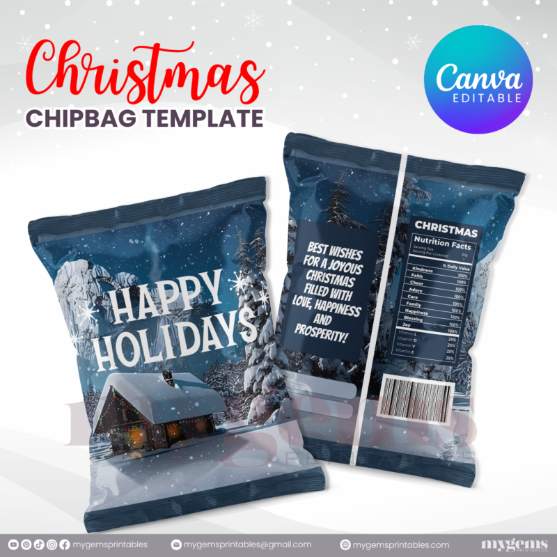 40 Designs | Christmas Themed Chip Bag Template | Canva Editable | Ready to Print - Image 11