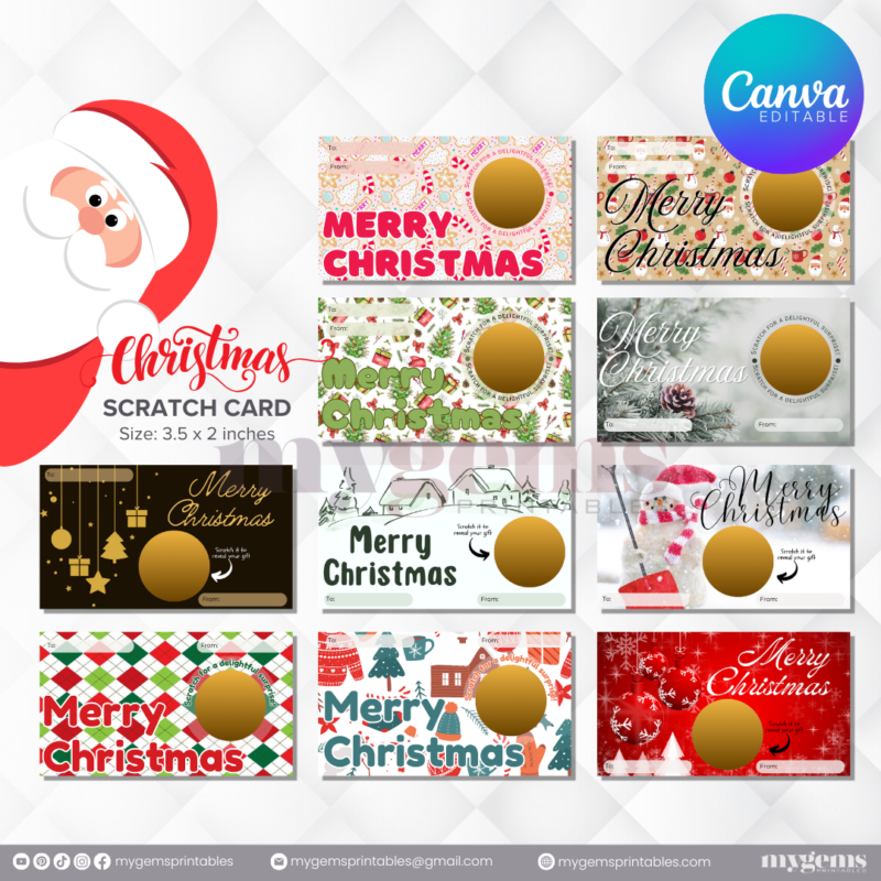 30 Designs | Christmas Themed Scratch Card Template | Canva Editable - Image 7