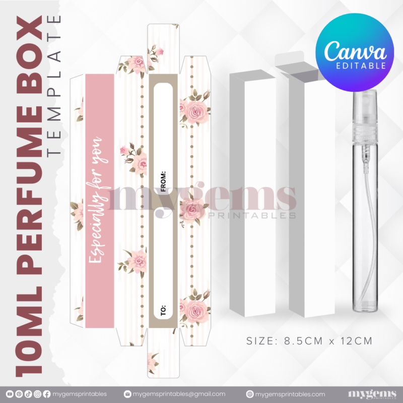 30 Designs | 10ML Perfume Box Template | Canva Editable - Image 21