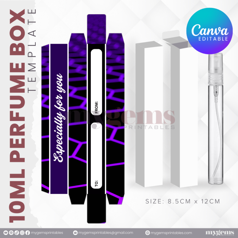 30 Designs | 10ML Perfume Box Template | Canva Editable - Image 23