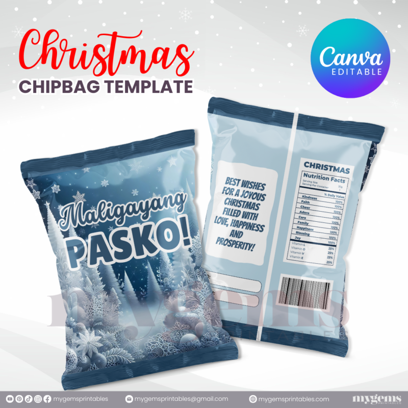 40 Designs | Christmas Themed Chip Bag Template | Canva Editable | Ready to Print - Image 32